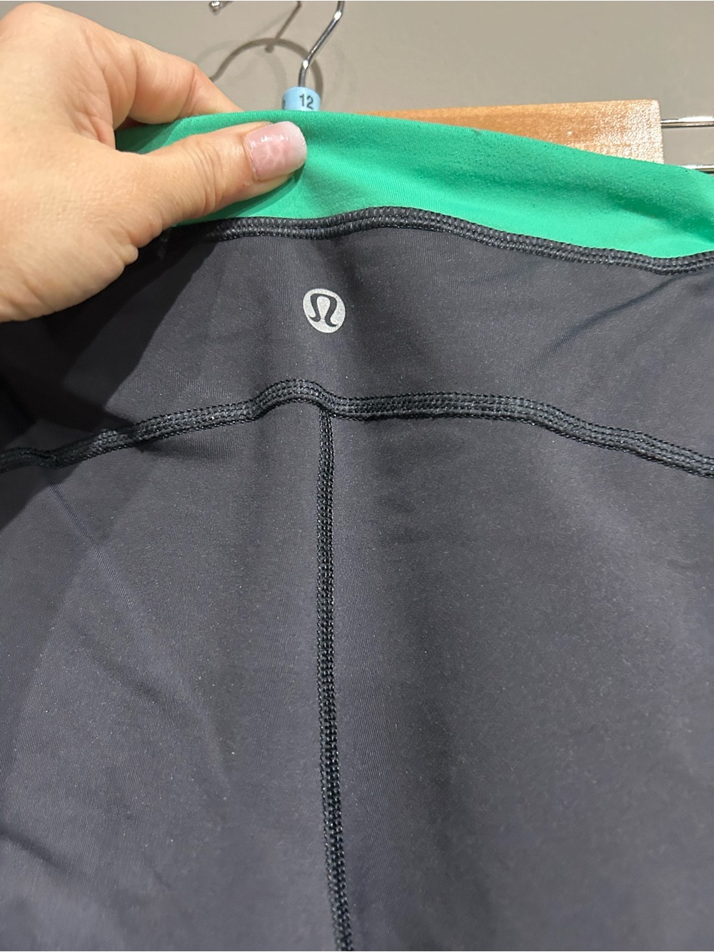 lululemon athletica Men’s Athletic Shorts — Black with Green Waistband